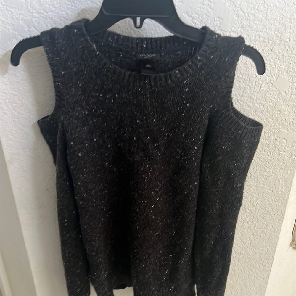 Ann Taylor Factory Black Off-the-Shoulder Sweater